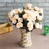 Faux Floral Greenery 12 Heads Pink Blossom Rose Flower Vivid Mini Silk Artificial Flower Bouquet Decoration For Wedding Home High Quality Life J220906