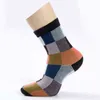 Athletic Socks 5 Pair of Mens Kolorowa siatka biznesowa Sock Business Wysoka jakość Combered Cotton Compression Fashion Dżentelmen Happy Men L220905