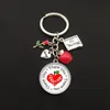 Teacher Keychain Thank You Text Keychain Charm Glass Crystal Pendant Key Ring Bag Car Teacher'S Day Gift