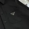 Designer top version shirt handmade Prad 2022 autumn and winter new triangle black men's and women's shirts