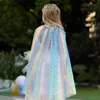 Cosplay Ragazze Arcobaleno Paillettes Mantello Mantello Costume Coulisse Tulle Halloween Fancy Dress Up Mantello 20220906 E3