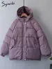 Femmes Down Parkas Syiwidii Manteau D'hiver Femmes Veste Parkas Épais Automne Noir Surdimensionné Violet Puffer Bulle À Capuche Harajuku Vêtements Lâche 220906