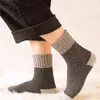 Athletic Socks 5 Couples/Party Winter Men Thick Terry Warm Super Retro Style Tube Snow Wool Tigh Quality L220905