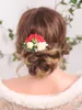 Coiffes Accessoires De Cheveux De Mariage Chic Rouge Rose Fleur Clip Bois Banquet Fête Décoration Pour Femmes Ou Fille