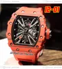 2022 12-01 Miyota Automatic Mens Watch NTPT Red Carbon Fiber Case Skeleton Dial Big Date Black Rubber Strap 4 Styles Watches Puretime B2