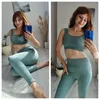 Womens Two Piece Pants Ribbed Women Sets Fitness Suit Seamless Sportswear Sexy Gym Clothing Stripe Legging Long Sleeve Sport Outfits Woman Tracksuit 220906