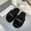 Paris Slides Zapatillas de piel Diseñador Fluffy Fuzzy Slipper Cartas de moda Felpa para mujer Sliders Zapatos de invierno Lujoso Hogar cálido Interior Mujer Calzado