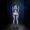 Stage Wear 2022 Multicolor Halloween Femelle Effrayant Vient Gothique Robot Punk Combinaison Catsuit Sexy Femmes Sens de la Technologie Future T6234074