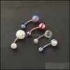 Navel Bell Button Rings Stainless Belly Button Rings Piercings Ombligo Navel Piercing Sexy Earring Rainbow Body Jewelry Bdejewelry Dhpmx