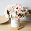 Faux Floral Greenery White Artificial Silk Flowers For Vase Wedding Christmas Bedroom Living Room Home Decor Hortensia Fake Bouquet Table Arrangement J220906