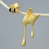 Lotus Fun Moment Real 925 Sterling Silver Handmade Fine Jewelry Bee and Fripping Honey 비대칭 스터드 이어링 여성 선물 335g
