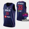 Gedrukt 2022 Eurobasket Srbija Jersey Basketball Servië 4 Milos Teodosic 30 Aleksa Avramovic 14 Dusan Ristic 9 Vanja Marinkovic 10 Nikola Kalinic Team Navy White