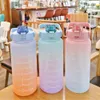 Wasserflasche mit großem Fassungsvermögen und Strohhalm, 2 l Trinkflaschen mit Griff für Wandern, Reisen, Outdoor, Sport, Fitnessstudio, Fitness