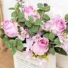 Faux floreale verde bella rosa fiori di seta artificiale peonia eucalipto casa festa da sposa decorazione di nozze bouquet autunno falso di alta qualità J220906