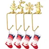 Christmas Stocking Holders Hooks Deer Snowflake Snowman Christmas Tree Gold Silver Metal Clips Xmas Party Decoration Supplies