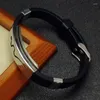 Pulseiras de charme masculino de silicone na moda pulseira pulseira de aço inoxidável tira de fivela de fivela ajustável jóias de jóias de jóias