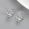 Boucles d'oreilles créoles pavées de CZ INS, clous de luxe en forme de branche d'olivier pour femmes, en argent Sterling 100% véritable, cadeau pour adolescent, bijoux fins, 925