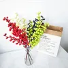 Faux Floral Greenery Simulation Plant 5 Fork Berry Red Bean Branch Fortune Fruit Foam Red Fruit Hanging Berry Real Shooting Props J220906