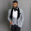 العريس مخصص Tuxedos Men Houndstooth دعاوى شال للضرب العريس الزفاف/حفلة موسيقية/عشاء رجل السترة سترة