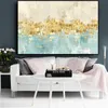 Gold Geometric BlueWave Abstract Oil Painting on Canvas Posters and Prints Nordic Wall Art Picture for Living Room Cuadros Decor