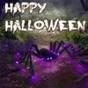 Décoration de fête Halloween Araignée géante Simulation noire Super Big Glowing Spider LED Purple Light Props Effrayant Terror Home Party Décor extérieur 220905