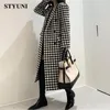 Женский шерстяной смеси Houndstooth винтажный костюм воротнич