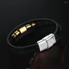 Bracelets porte-bonheur 2022 bijoux de mode en acier inoxydable Bracelet en cuir hommes Vintage titane multicouche manchette Pulsera Hombre