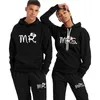 Mensu -trajes Mrs Mrs Print Casal Sportwear Conjunto de roupas de esporte para amantes roupas de lã de lã de mole de capuz e calça 2 peças moleto