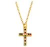 Smyckeshalsband hängsmycken Cross Chain Halsband Zirkonia smycken kubisk kristall cz mode charm j54s