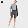 NWT Lu-10 Yoga-Oberteil, Damen-Sport-Laufoberteil, schmal, langärmelig, tailliert, Fitness-Kleidung, Übung, Training, T-Shirts, Mädchen, neue Mode, Rosa, Weiß