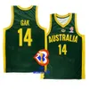 印刷されたFiba Patch Australia Basketball Jersey National Team 7 Thon Maker 13 Sam Froling 5 Tyrese Proctor 10 Mitch McCarron 25 Rhys vague 23 Keanu Pinder Green Yellow