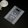 Hediye Sargısı 50 PCS Teşekkürler Plastik Torbalar Alışveriş Paketleme Çantaları Saplamalı Noel Düğün Partisi Mücevher Giyim Sarma Çantası 220906