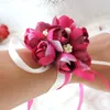 Faux Floral Greenery 5Pcs Sposa Matrimonio Nastro regolabile Rosa Fiori da damigella d'onore Braccialetti da polso a mano Corpetto Cerimonia di festa Prom Decor floreale A7330 J220906