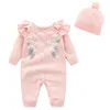 Rompers YSU Kids Spring Autumn Girl Embroidery Hat Baby Born Clothes 220905