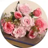 Faux Floral Greenery Rose Pink Silk Peony Artificial Flowers Bouquet Cheap Fake Flowers For Home Wedding Decoration Indoor J220906