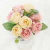 Faux Floral Greenery Nouvelle soie rose fleurs artificielles pour la décoration de la maison dans le balcon belles roses bouquet faux fleurs arrangement de fête de mariage J220906