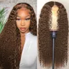 150％Kinky Curly 360 Lace Frontal Brazilian Wigs for Black Women Brown Deep Wave Remy Silky