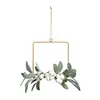 Faux Floral Greenery New Metal Wall Hanging Flower Wrought Iron Rabbit Ear Leaf Cotton Wall Decoration Pine Cone Pendant Garland Home Photography J220906