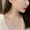 2022 Choucong Bor Bow Naszyjnik Luksusowa biżuteria 925 Srebrna woda woda Drop White Topaz CZ Diamond Stones Party Women Clavicle Sain Pendant Prezent