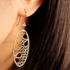 Boucles d'oreilles créoles minimalistes ajourées, forme ovale, pendentif élégant, Style bohème, pour femmes et filles, cadeau, bijoux