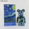 새로운 400% Bearbrick Action 장난감 그림 Vincent van Gogh The Starry Night 28cm 인형 Medicom 장난감 Vinly Doll in Retail Box