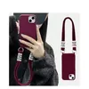 Necklace Strap Phone Cases For iPhone11 12 13 14/pro/promax/max/12 13/mini/xr/xs/xsmax/7 8/p/SE2020 With Solid Color Cord Liquid Silicone Phone Case
