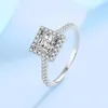 Anéis de cluster 1 Ct Princess Cut Moissanite noivado anel 925 Sterling Silver Diamond Weding Band Promise for Women Jewelry