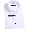 Men's Dress Shirts Short Sleeve Stretch Men Shirt For Summer Cool Soft Slim Fit Business Mens Formal Solid Bamboo Fiber Casual Plain