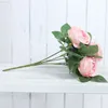 Faux blommor grönare siden konstgjorda blommor pion vit brudföretag bukett tillbehör champagne rosor falska blommor bröllop hem dekoration tabell j220906