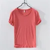 Men's T Shirts Summer Pure Cotton T-shirt For Men O-Neck Solid Color Casual Thin T Shirt Basic Tees Plus Size Male Short Sleeve Tops Clothing 220905