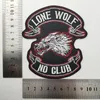 Syuppfattningar Lone Wolf ingen klubbcyklistbroderi på lappar för klädjackor Rider Custom Patch