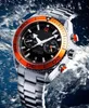 Ny Ocean Automatic Watch Mens Mechanical Sea Black Dial Orange Bezel Watches Stasinless Bucklet