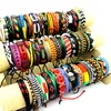 Wholesale 50pcs Genuine Leather Cuff Bracelets For Men Women Fashion Bangle Jewelry Accessories Mix Styles Resizable Black Brown Multicolors