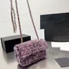 Bolsos de hombro Bolso de diseñador Bolso de cadena Bolso de embrague Totes con solapa Monedero Monedero de hilo de terciopelo Letras dobles Cerrojo sólido Bolsos de lujo para mujer